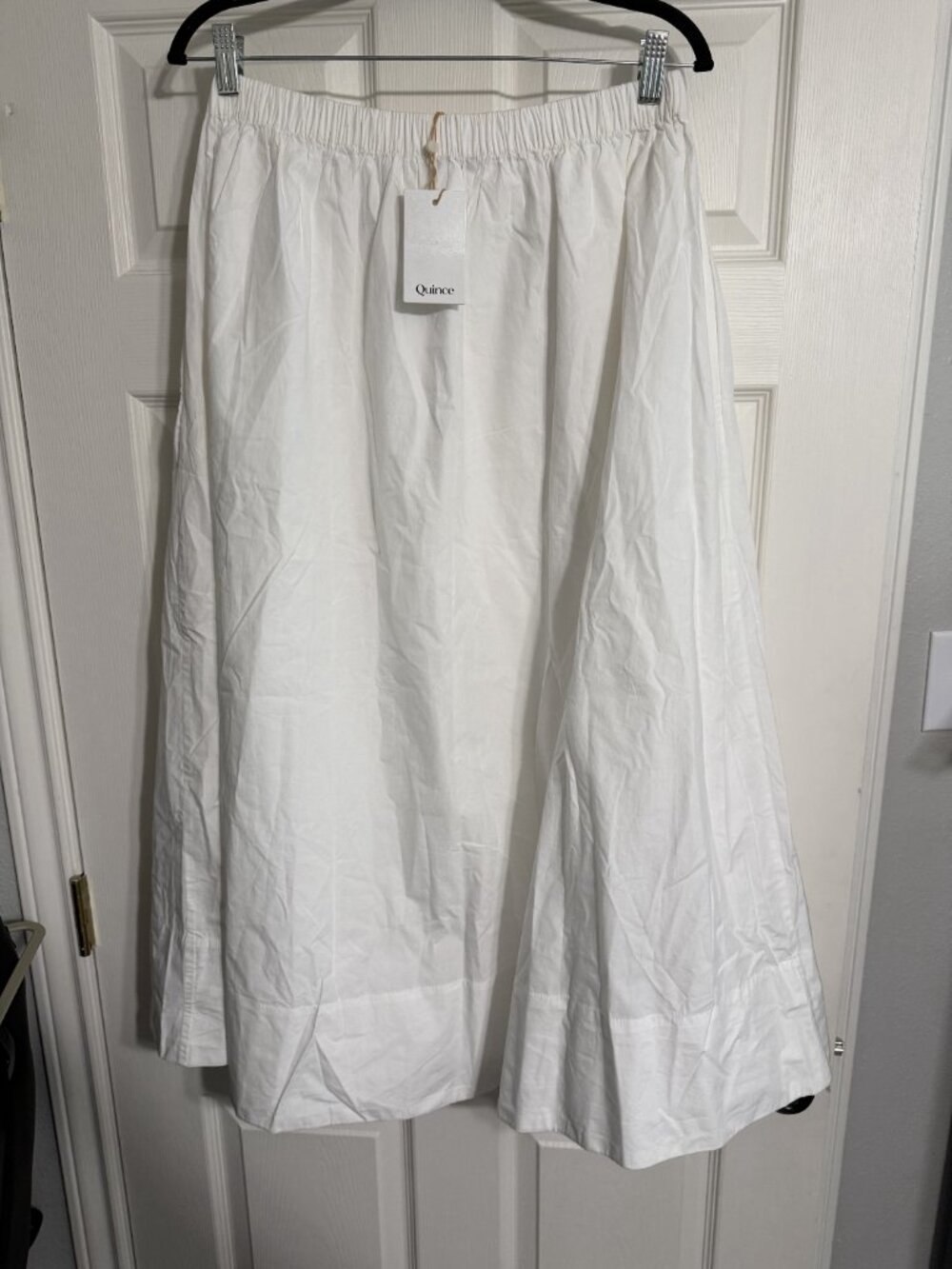 Quince 100% Organic Cotton Poplin A-line Maxi Skirt White - Picture 4 of 6